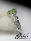 Chrysolite silver ring with gem report MSU