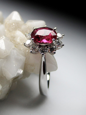 Ruby and Diamonds white gold ring