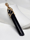 Black tourmaline gold pendant