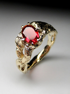 Fire opal yellow gold ring