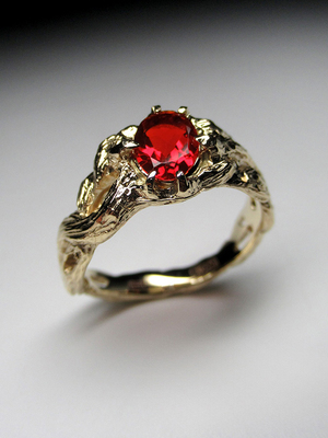 Fire opal yellow gold ring