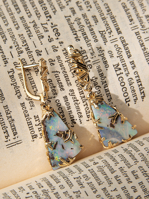 Boulder opal gold earrings 