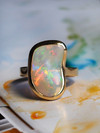 Opal Crystal Pipe gold ring