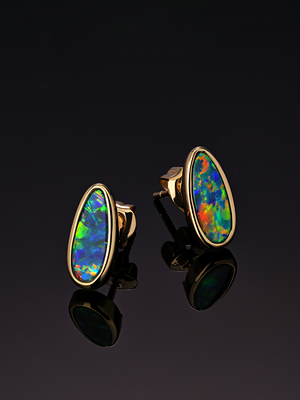 Doublet Opal 14k gold earrings
