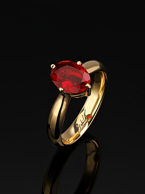 Fire opal gold ring