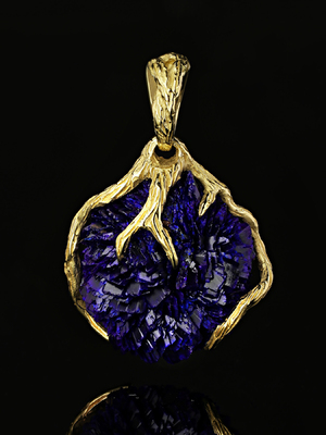 Azurite gold pendant