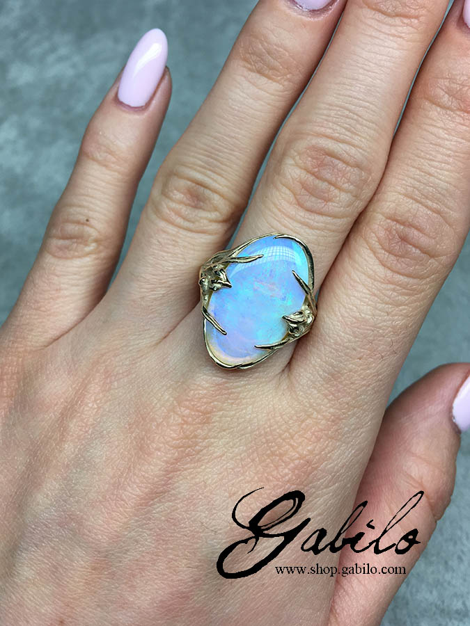 Crystal Opal and Diamond Ring 14k Gold 5525 | Opal Jewelry