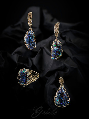 Boulder opal gold earrings