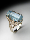 Aquamarine crystal gold ring 