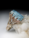 Aquamarine crystal gold ring 