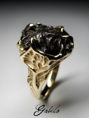 Meteorite gold ring