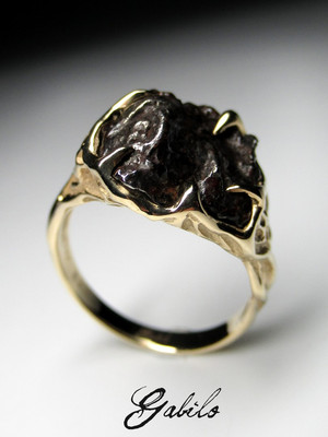 Meteorite gold ring