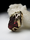 Red spinel crystal gold pendant