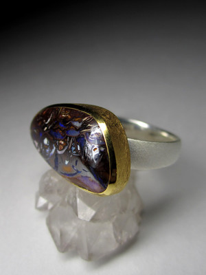 Big Koroite Opal Silver Ring