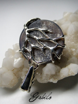Full Moon - Black opal silver pendant