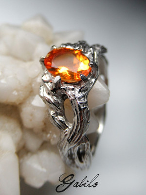 Fire opal gold ring 