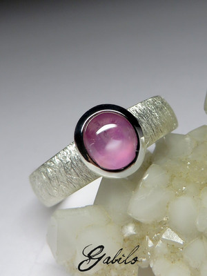 Pink sapphire silver ring