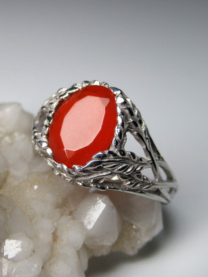 Fire opal silver ring 