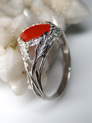 Fire opal silver ring 