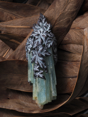Winter edition - Aquamarine crystal silver Ivy pendant