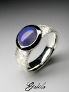 Black opal silver ring 
