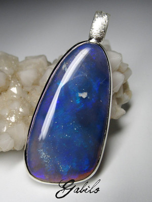 Men's australian opal silver pendant