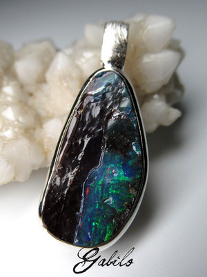 Boulder opal silver pendant 