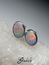 Opal silver stud earrings