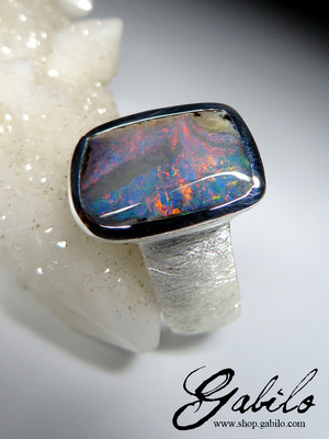 Boulder Opal Silver Ring 
