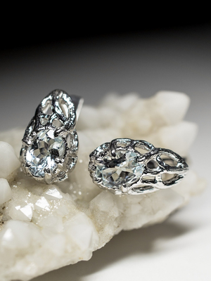 Aquamarine silver earrings