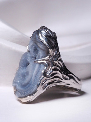 Agate Rose silver ring