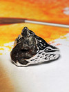 Meteorite white gold ring