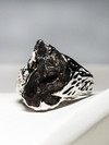 Meteorite white gold ring