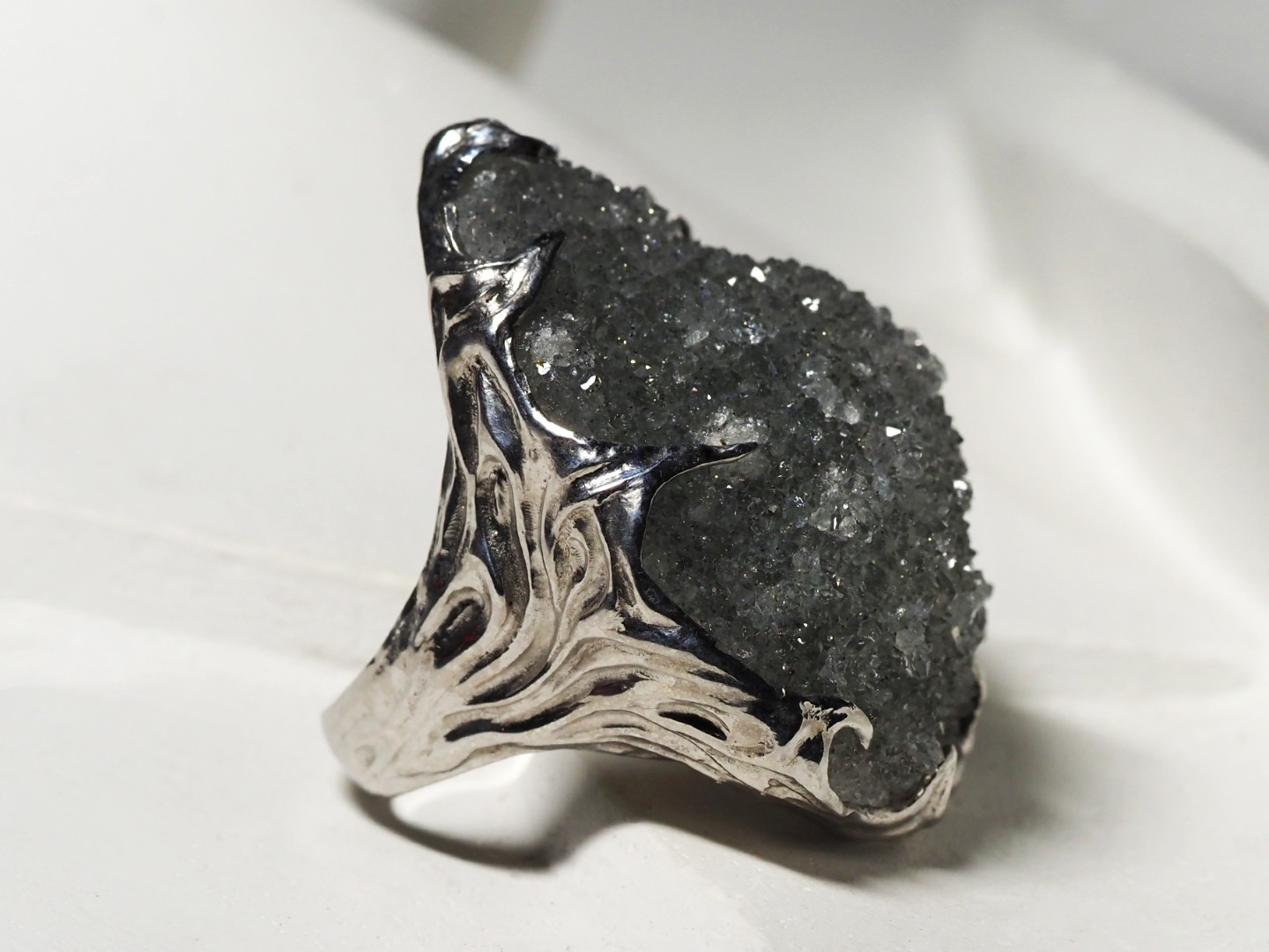 rock crystal silver ring