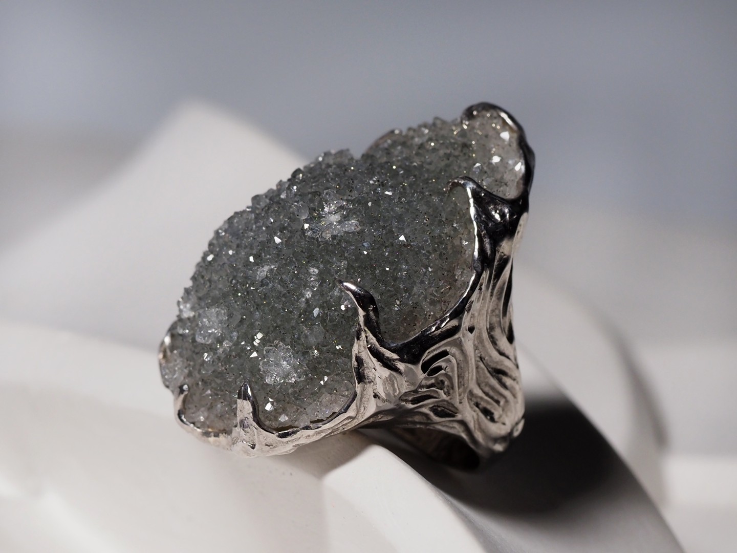 rock crystal silver ring