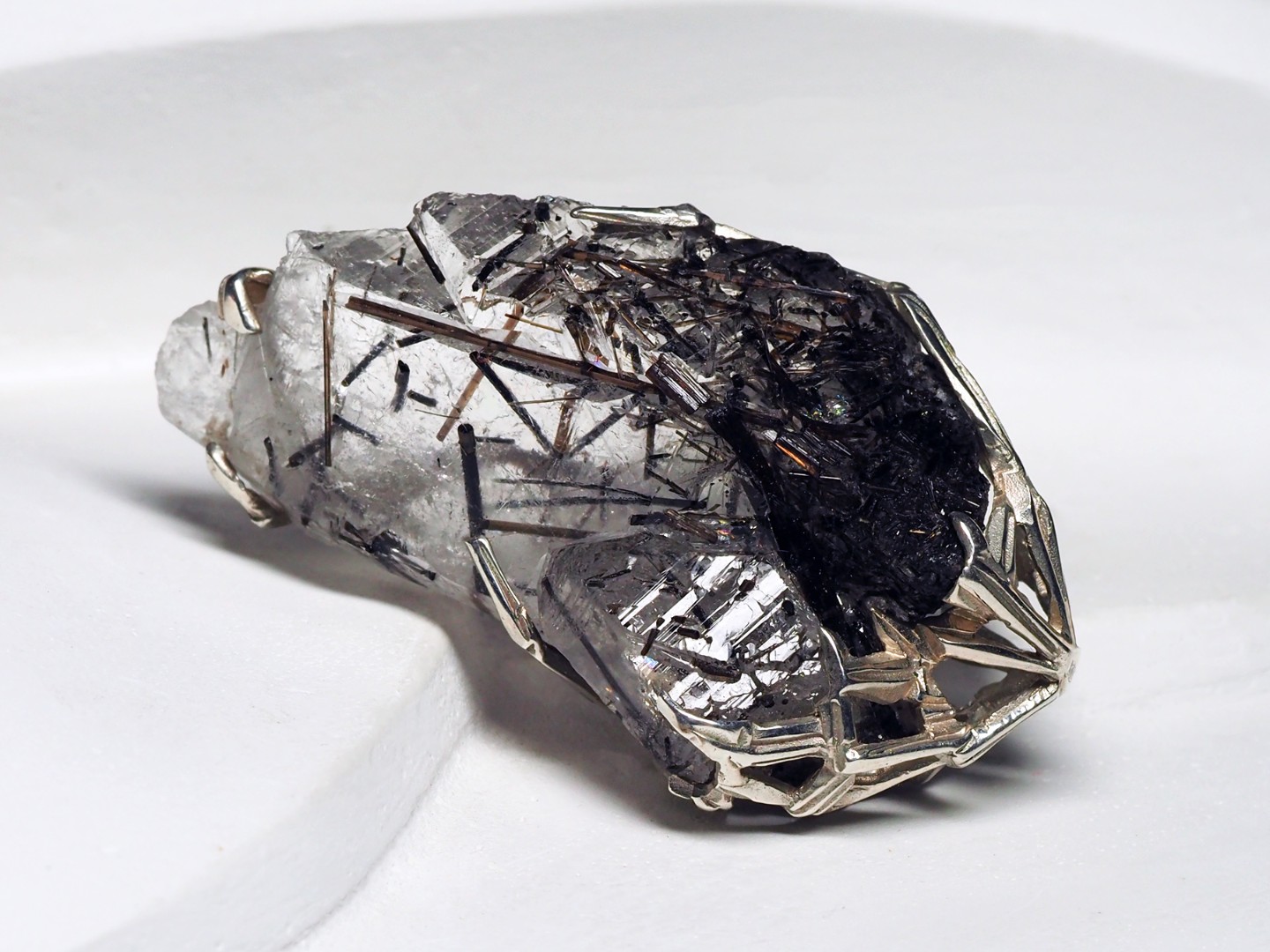 rutilated quartz silver pendant