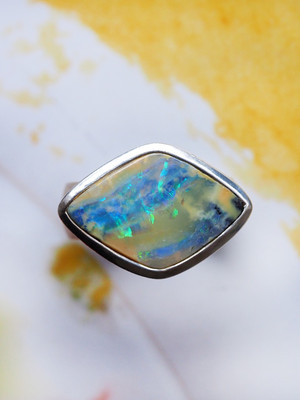 Large boulder opal ring