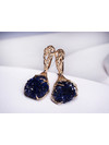 Blue Chrysanthemum - Azurite gold earrings