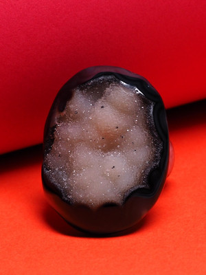Black Agate and Quartz solid ring
