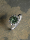 Green tourmaline and diamonds gold ring