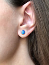 Black opal white gold earrings