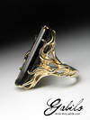 Black tourmaline gold ring