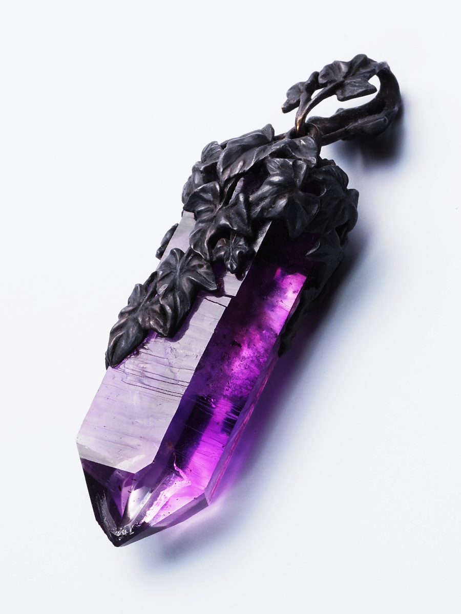 Raw Amethyst Necklace on Leather Cord • 26 inches – ANBE Designs