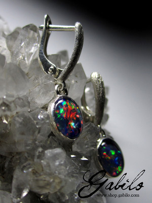 Triplet Opal Silver Earrings