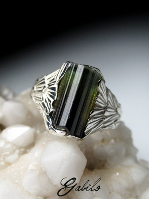 Tourmaline Crystal Silver Ring