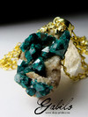 Dioptase Silver Gold Plated Pendant