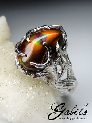 Fire Agate Gold Ring