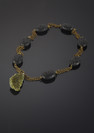 Necklace with epidote and volcanic lava