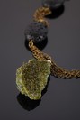 Necklace with epidote and volcanic lava