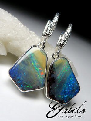 Boulder Opal Silver Earrings